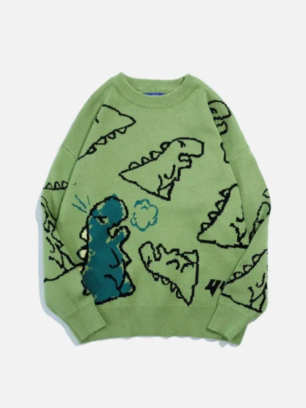 Aelfric Eden Dinosaur Cartoon Pattern Knit Sweater